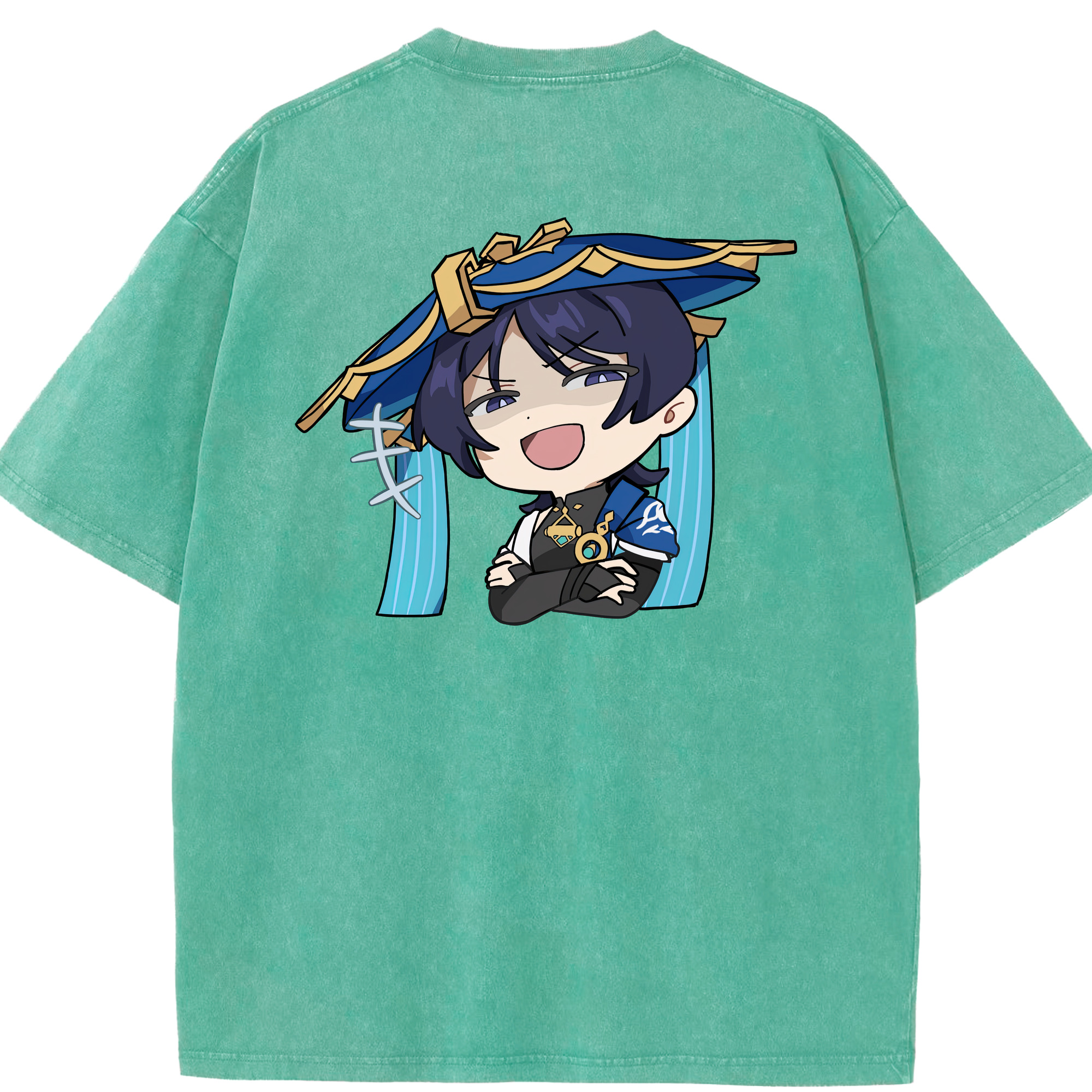げんし神 さんペい genshin Sanpei 綿100% ヴィンテージ風 半袖Tシャツ（背面プリント）